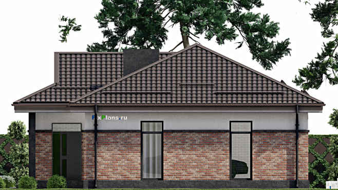 Проект одноэтажного дома F-2105 — фасад 3