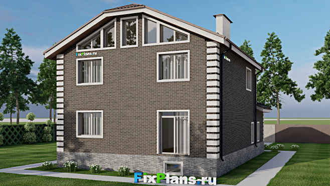 Проект двухэтажного дома F-5660 — вид со двора