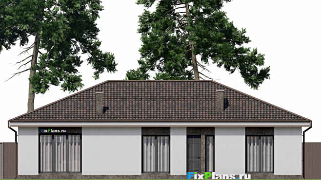 Проект одноэтажного дома F-1259 — фасад 2