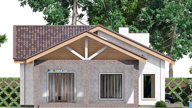 Проект одноэтажного дома F-16370 — фасад 2