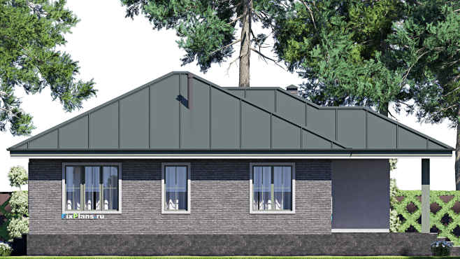 Проект одноэтажного дома F-20771 — фасад 2