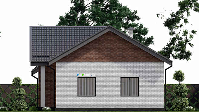 Проект одноэтажного дома F-3140 — фасад 3