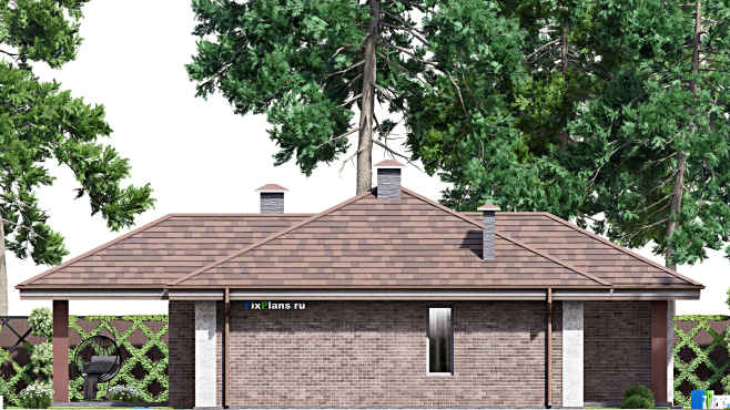 Проект одноэтажного дома F-14282 — фасад 2