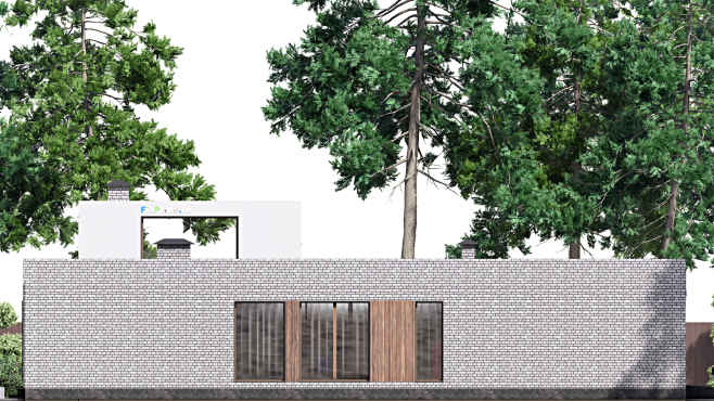 Проект одноэтажного дома F-15749 — фасад 2