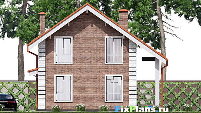 Проект дома с мансардой F-14660 — фасад 4