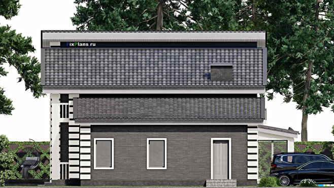 Проект дома с мансардой F-6218 — фасад 2