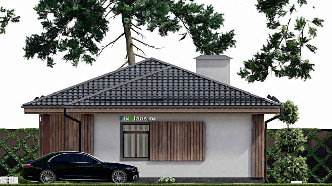 Проект одноэтажного дома F-10502 — фасад 3