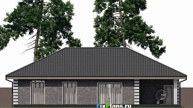 Проект одноэтажного дома F-1844 — фасад 2
