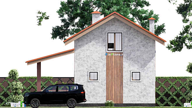 Проект дома с мансардой F-15326 — фасад 3